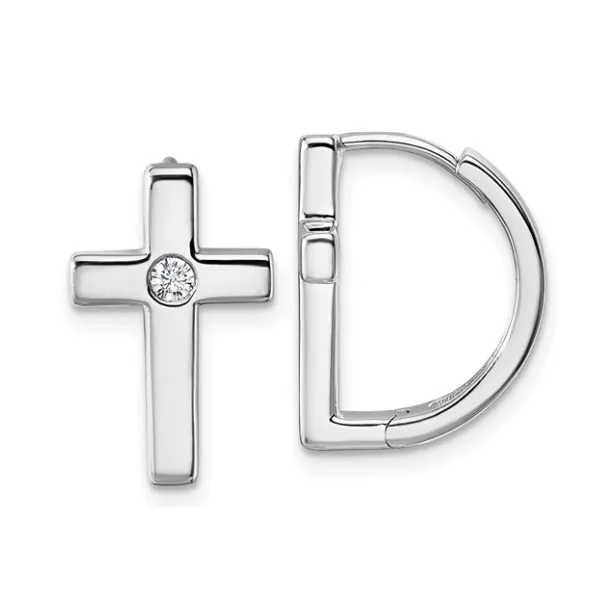 Sterling Silver .01ct Diamond Cross Hoop Earrings Skaneateles Jewelry Skaneateles, NY