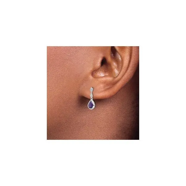 Sterling Silver and  Blue Topaz and Diamond Earrings Image 2 Skaneateles Jewelry Skaneateles, NY