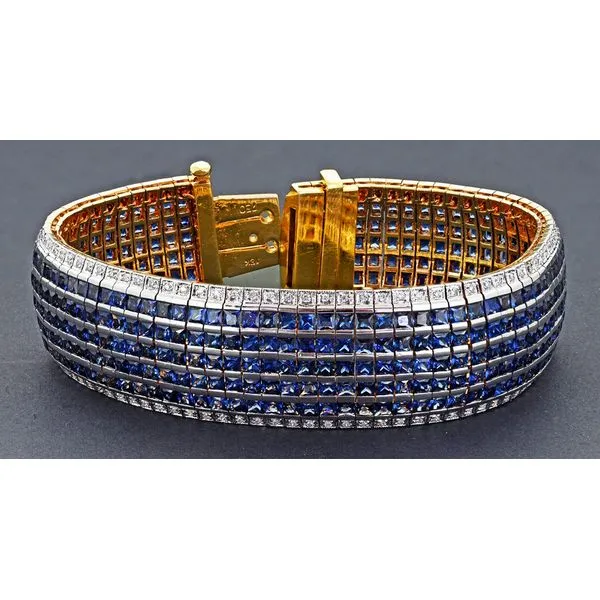18kt. Two Tone Sapphire & Diamond Bracelet