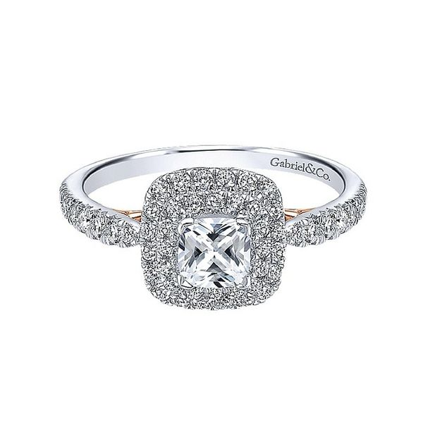 Gabriel NY Cushion Cut Diamond Halo Engagement Ring .92ctw 14K White Gold Confer’s Jewelers Bellefonte, PA