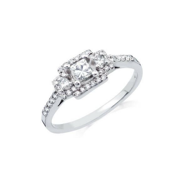 14k White Gold Three Princess Cut Diamond Engagement Ring Confer’s Jewelers Bellefonte, PA