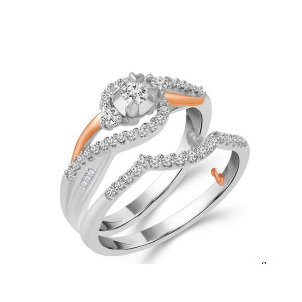 10k Two Tone Twist Style Diamond Engagement Ring with Matching Wedding Band Confer’s Jewelers Bellefonte, PA