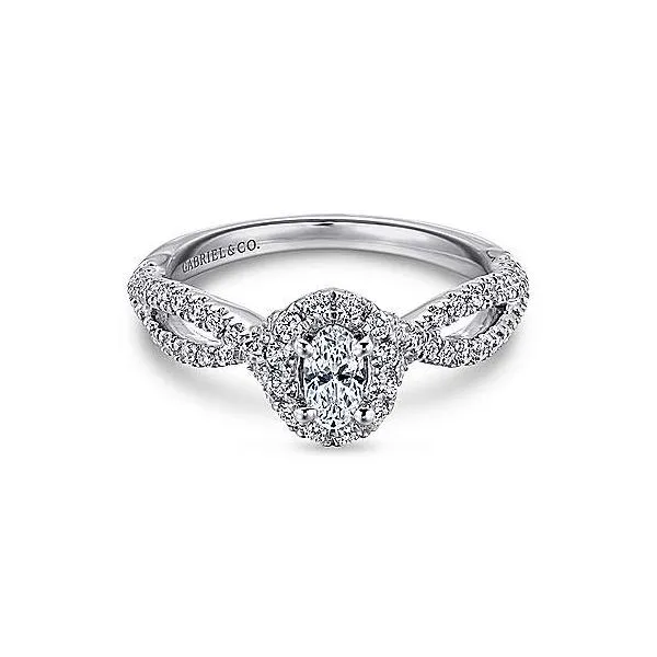 14K White Gold Oval Halo Complete Diamond Engagement Ring Confer’s Jewelers Bellefonte, PA