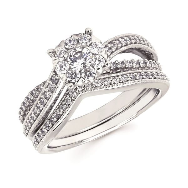 14K White Gold Diamond Engagement Ring With Matching Wedding Band Confer’s Jewelers Bellefonte, PA