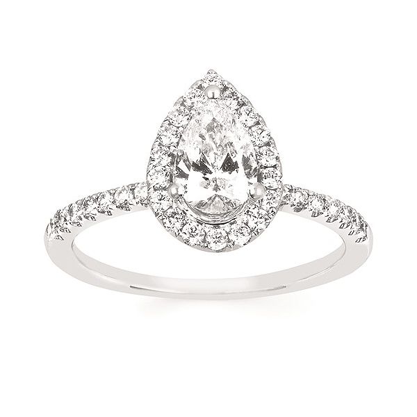 14K White Gold Eco-Brilliance® Lab-Created Halo Diamond Engagement Ring With Pear Shaped Diamond Confer’s Jewelers Bellefonte, PA