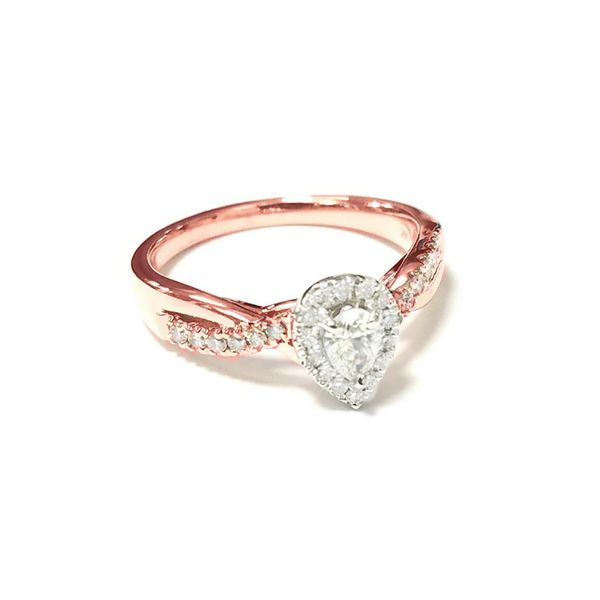 14K Rose Gold Pear Shaped Diamond Halo Engagement Ring .45CTW Confer’s Jewelers Bellefonte, PA