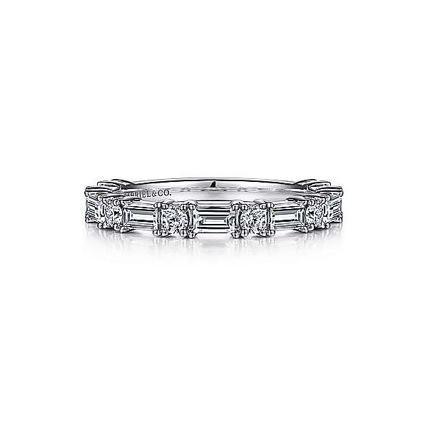 14K White Gold Baguette and Round Diamond Anniversary Band - 0.95 ct Confer's Jewelers Bellefonte, PA