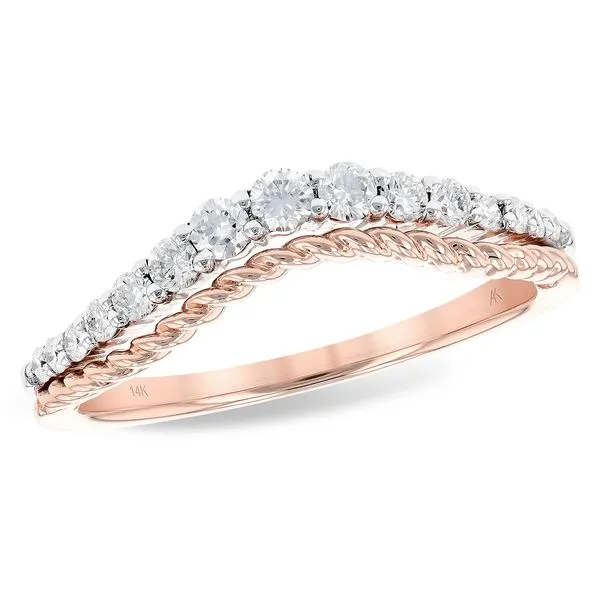 14K Rose and White Gold Curved Diamond Wedding Band Confer’s Jewelers Bellefonte, PA