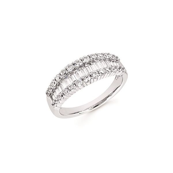 14K White Gold Baguette and Round Diamond Anniversary Band Confer’s Jewelers Bellefonte, PA