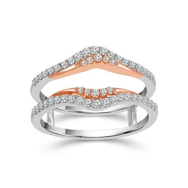 14K White Gold Diamond Ring Guard With Rose Gold Accent Confer’s Jewelers Bellefonte, PA