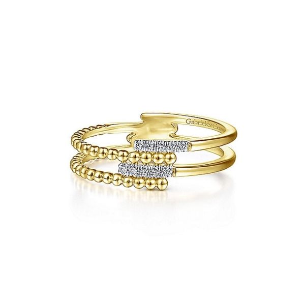 14K Yellow Gold Beaded Interlocking Diamond Ring Confer’s Jewelers Bellefonte, PA
