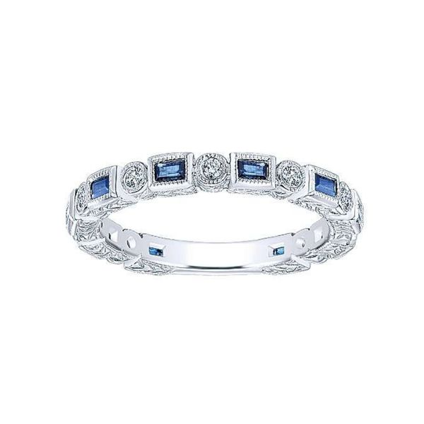 14K White Gold Sapphire Baguette and Diamond Round Eternity Ring Confer’s Jewelers Bellefonte, PA