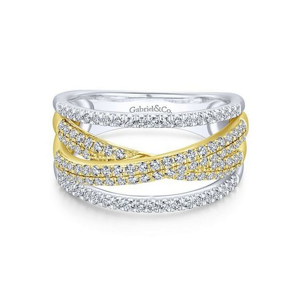 14K Yellow and White Gold Criss Crossing Multi Row Diamond Ring Confer’s Jewelers Bellefonte, PA