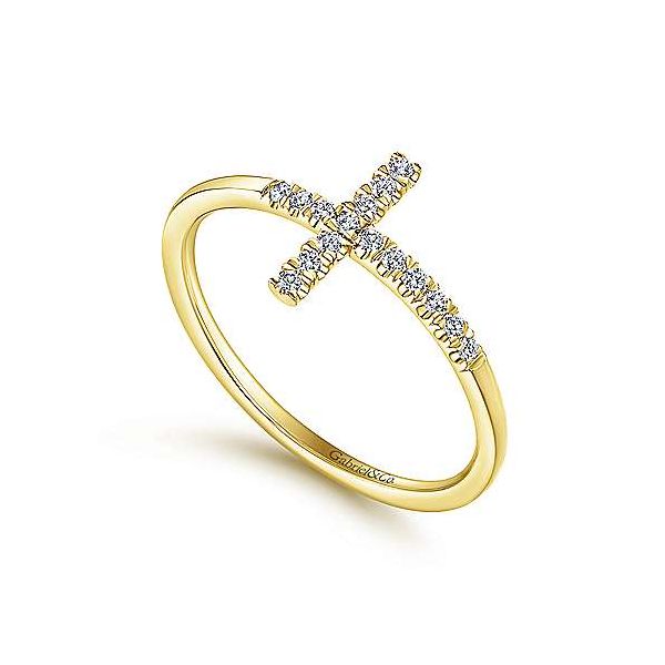 14K Yellow Gold Sideways Cross Diamond Ring Confer’s Jewelers Bellefonte, PA