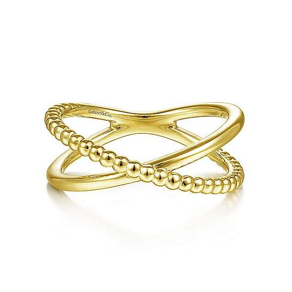 14K Yellow Gold Bujukan Bead Criss Cross Ring Confer’s Jewelers Bellefonte, PA
