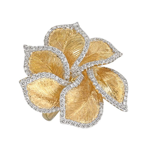 18K Yellow Gold Diamond Flower Fashion Ring Confer's Jewelers Bellefonte, PA