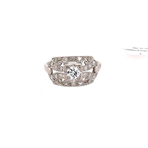 Platinum Vintage Round Diamond Anniversary Bow Ring Confer’s Jewelers Bellefonte, PA