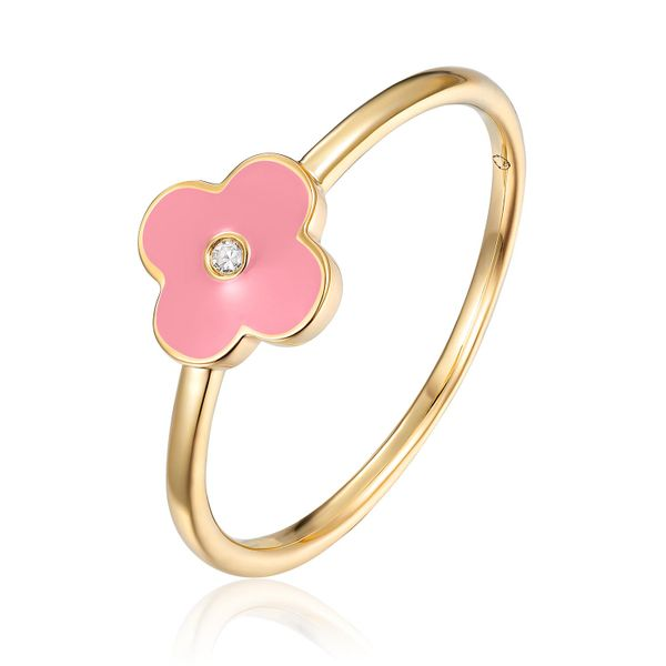 14K Yellow Gold Pink Flower Diamond Ring Confer’s Jewelers Bellefonte, PA