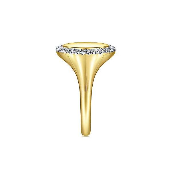 14K Yellow Gold Pinky Signet Ring with Diamond Halo Image 2 Confer’s Jewelers Bellefonte, PA
