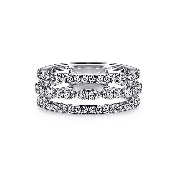 14K White Gold Three Row Diamond Ring Confer’s Jewelers Bellefonte, PA