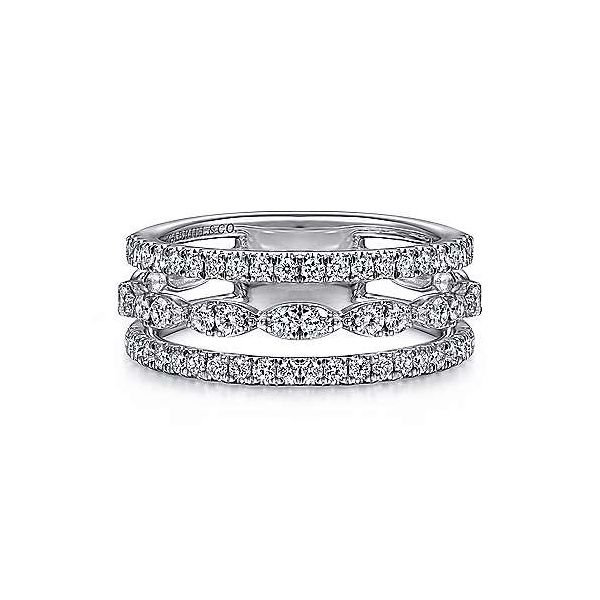 14K White Gold Three Row Diamond Ring Confer's Jewelers Bellefonte, PA