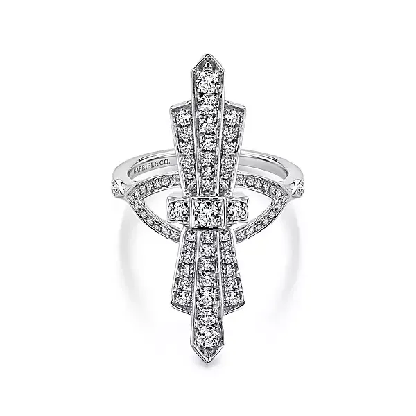 14K White Gold Art Deco Inspired Diamond Ring Confer’s Jewelers Bellefonte, PA