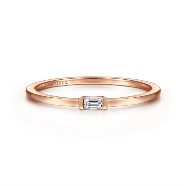 14K Rose Gold Ring with Diamond Baguette Confer’s Jewelers Bellefonte, PA