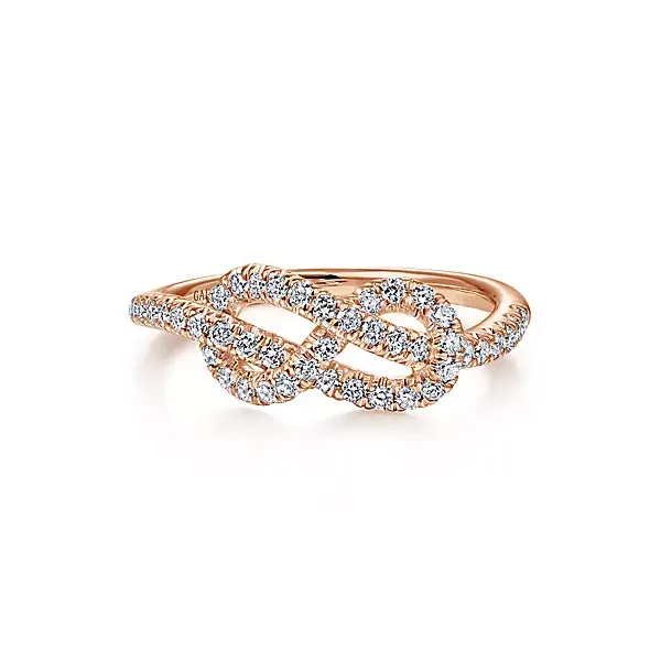 14k Rose Gold Twisted Diamond Knot Eternity Ring Confer’s Jewelers Bellefonte, PA