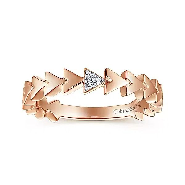 14 Karat Rose Gold Polished Triangles Band with Pave Diamond Station Confer’s Jewelers Bellefonte, PA