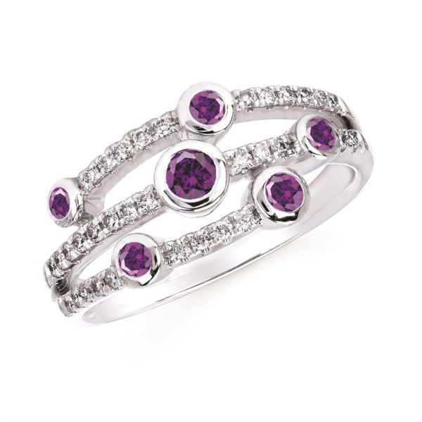 Sterling Silver Ladies Fashion Ring With Purple And White Diamonds Confer’s Jewelers Bellefonte, PA
