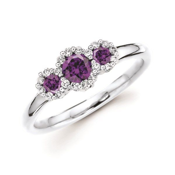 Sterling Silver Purple Diamond Three Stone Ring Confer’s Jewelers Bellefonte, PA