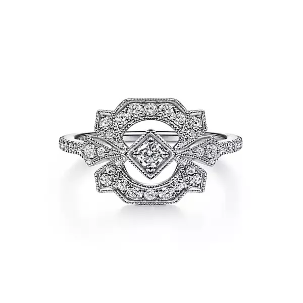 14K White Gold Art Deco Floral Diamond Ring Confer’s Jewelers Bellefonte, PA