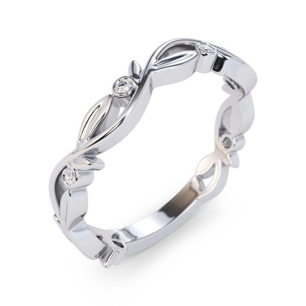 14 Karat White Gold Diamond Vine Stackable Ring Confer’s Jewelers Bellefonte, PA