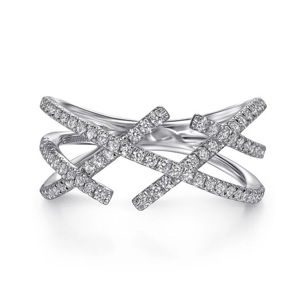 14K White Gold Criss Cross Pave Diamond Ring Confer’s Jewelers Bellefonte, PA