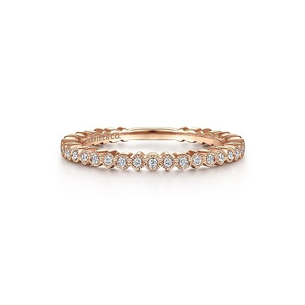 14K Rose Gold Scalloped Stackable Diamond Band Ring Confer’s Jewelers Bellefonte, PA