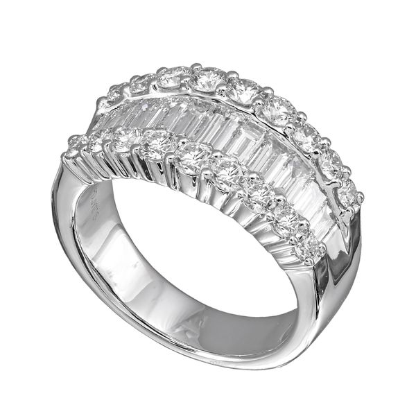 18K White Gold and Palladium Round and Baguette Diamond Band Confer’s Jewelers Bellefonte, PA