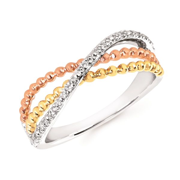 14K Tri-Color Gold Diamond Criss Cross Fashion Ring Confer’s Jewelers Bellefonte, PA