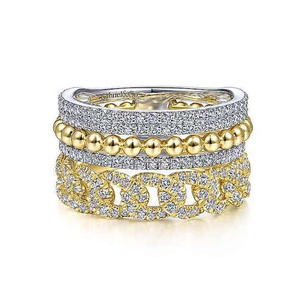 14K White-Yellow Gold Wide Band Layered Diamond Ring Confer’s Jewelers Bellefonte, PA