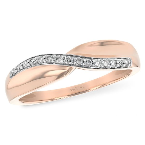 14 Karat Rose Gold Pave Diamond Cross Over Fashion Ring Confer’s Jewelers Bellefonte, PA