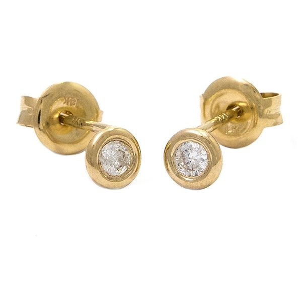 Yellow Gold Bezel Set Diamond Stud Earrings Confer’s Jewelers Bellefonte, PA