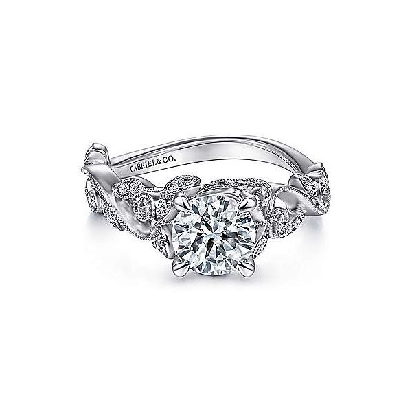 14K White Gold Floral Round Diamond Engagement Ring Confer’s Jewelers Bellefonte, PA