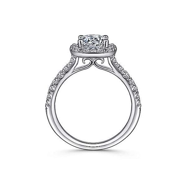 14K White Gold Cushion Halo Round Diamond Engagement Ring Image 2 Confer’s Jewelers Bellefonte, PA