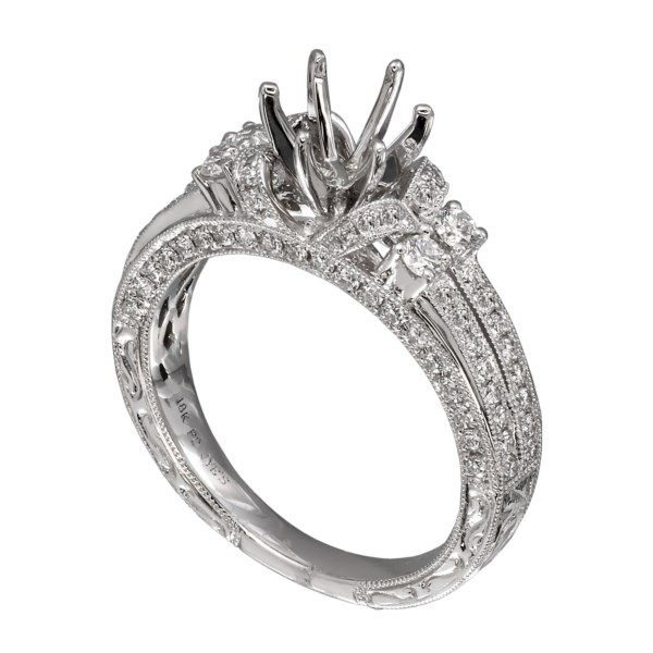 18K White Gold And Palladium Diamond Semi-Mount Engagement Ring Confer’s Jewelers Bellefonte, PA