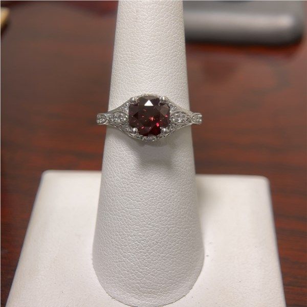 Unique 14K White Gold Vintage Inspired Diamond Halo Engagement Ring Confer’s Jewelers Bellefonte, PA