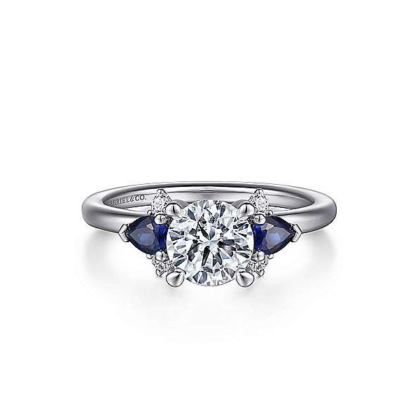 14K White Gold Round Three Stone Sapphire and Diamond Engagement Ring Confer’s Jewelers Bellefonte, PA