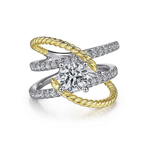 14K White-Yellow Gold Free Form Round Diamond Engagement Ring Confer’s Jewelers Bellefonte, PA