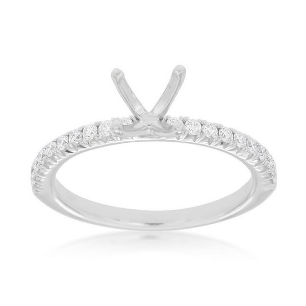 14 Karat White Gold Straight Pave Set Round Diamond Engagement Ring Confer’s Jewelers Bellefonte, PA