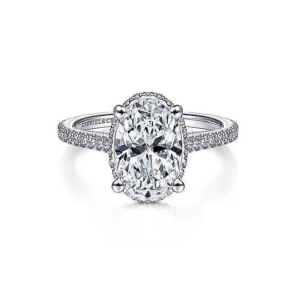 18K White Gold Hidden Halo Oval Diamond Engagement Ring Confer’s Jewelers Bellefonte, PA