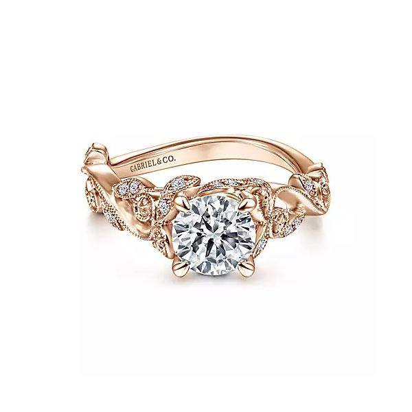 14K Rose Gold Floral Round Diamond Semi Mount Engagement Ring Confer’s Jewelers Bellefonte, PA