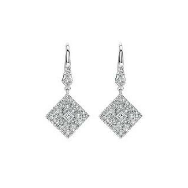 Gabriel NY Dangle Pave & Bezel Set Diamond Earrings .60ctw 14K White Gold Confer’s Jewelers Bellefonte, PA
